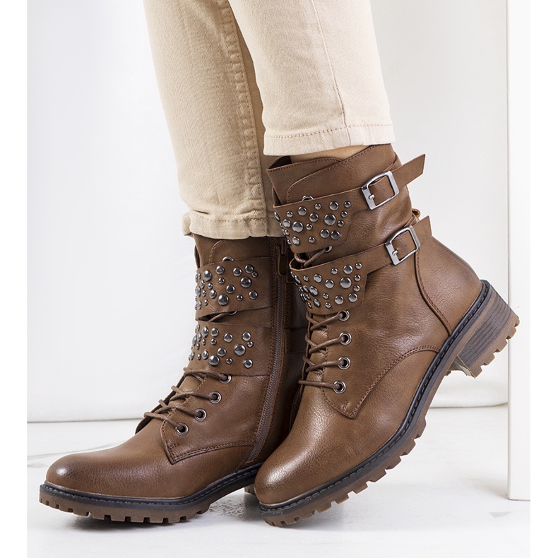 Brązowe traperki damskie Menez 1