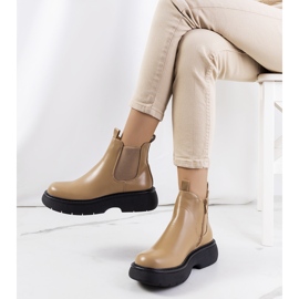 Brązowe botki typu glany Cromer beżowy 1