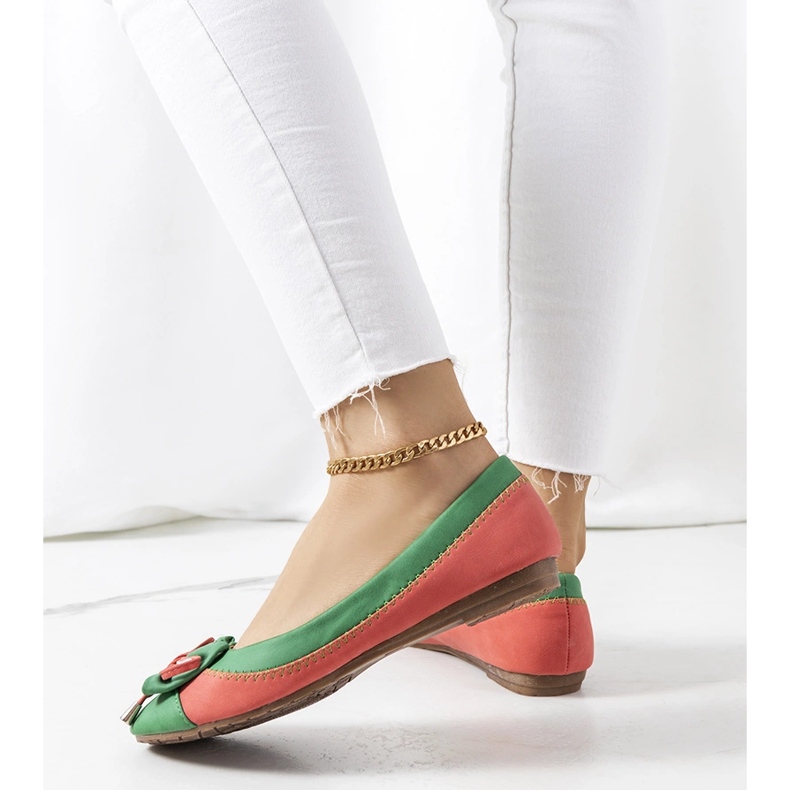 Zielone baleriny z kokardką Eske 1