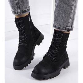 Czarne traperki eko-zamsz Polperro 1