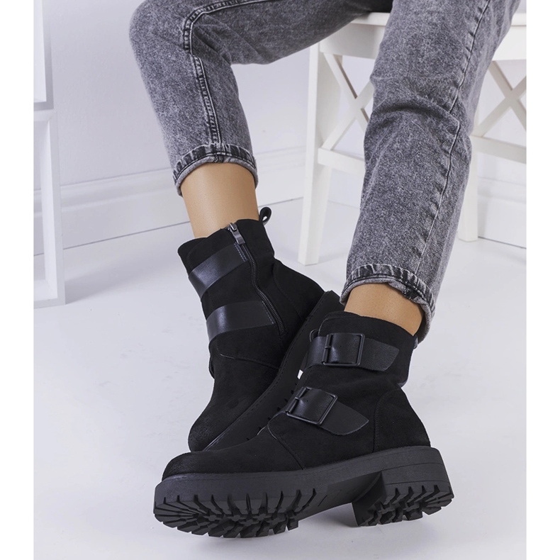 Czarne botki eko-zamsz Leurbost 1