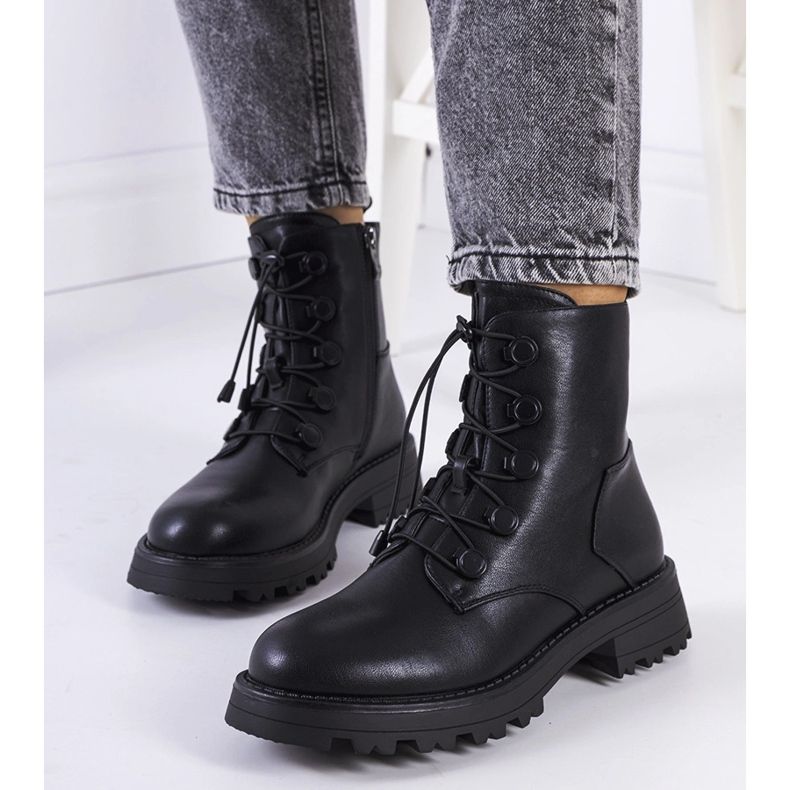 Czarne botki eko-skóra Cesterfield 1