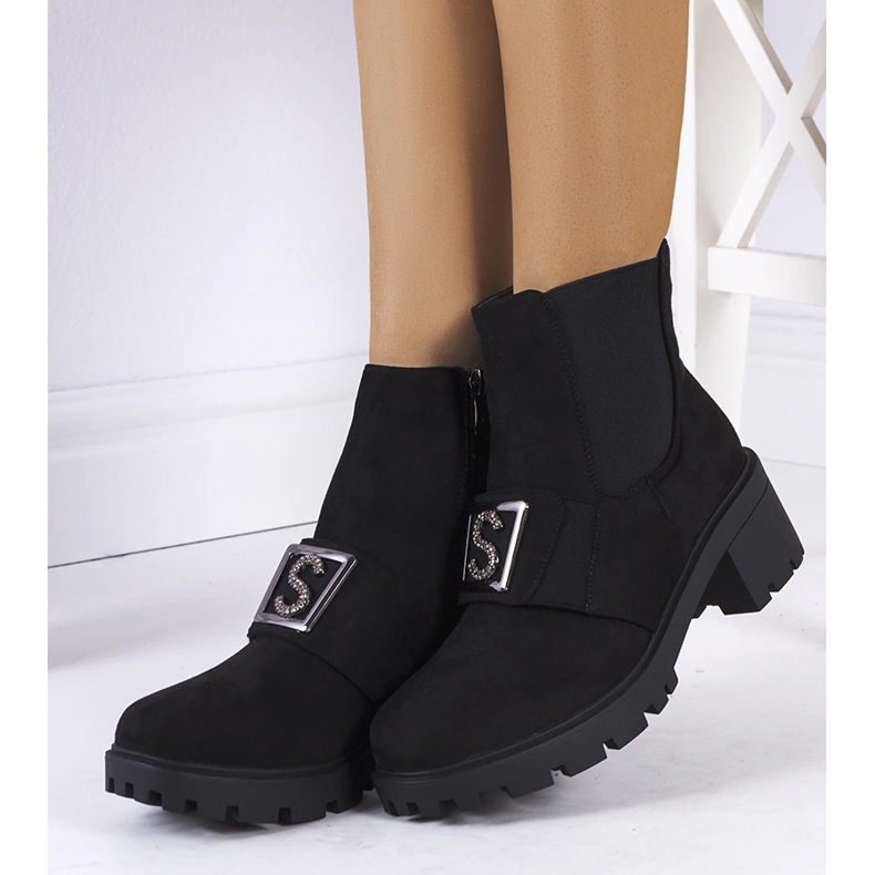 Czarne botki na obcasie Seul 1