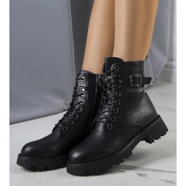 Czarne eko-skóra traperki Narnclaedra 1