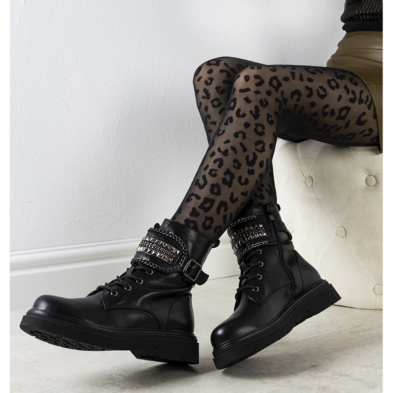 Czarne traperki Avenida 1