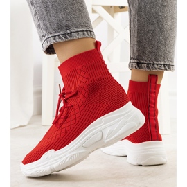 Czerwone sneakersy skarpetkowe Dowden 2
