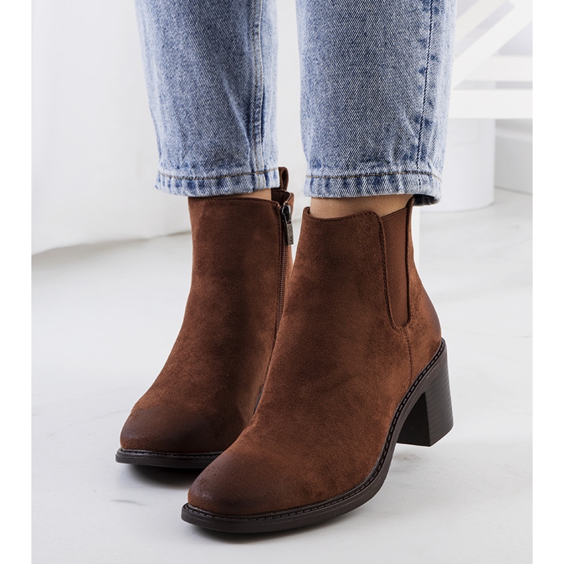 Brązowe botki na obcasie Luiza 1