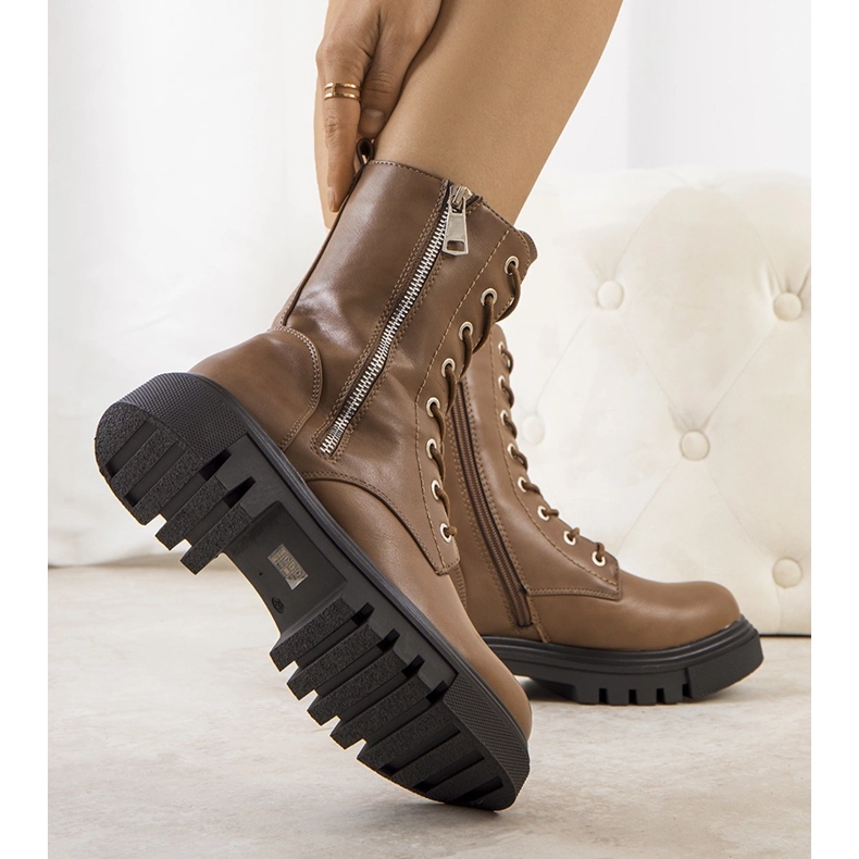 Ciemno beżowe traperki Enoksen beżowy 1