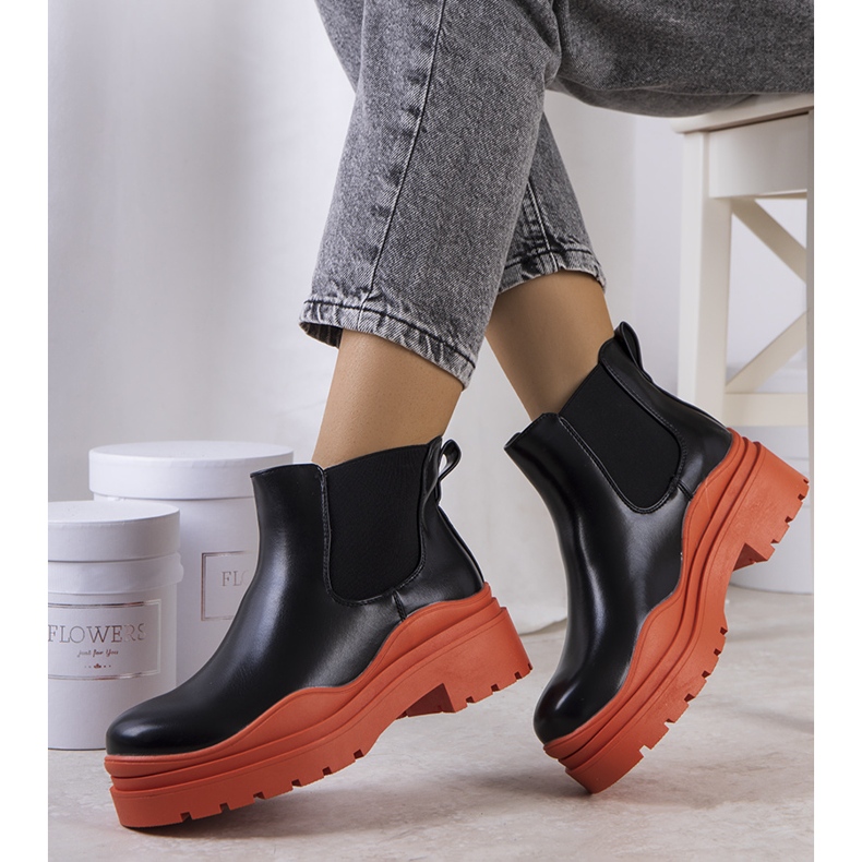 BM Czarne botki na kolorowej platformie Gaffney 1