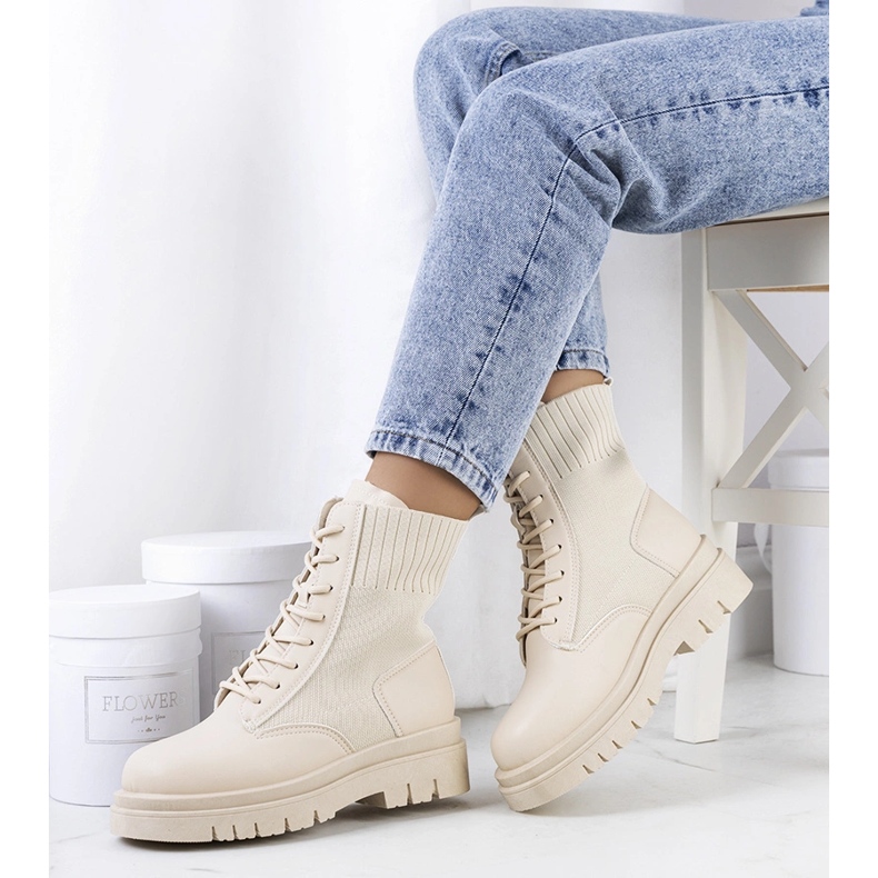 Beżowe traperki Lennon beżowy 1