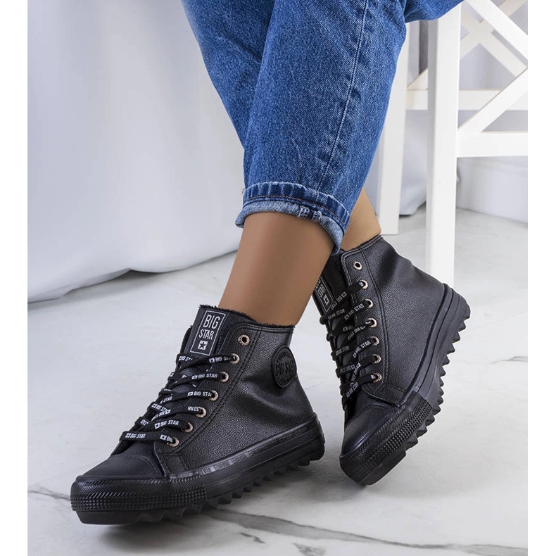 Czarne trampki ocieplane Big Star EE274110 1