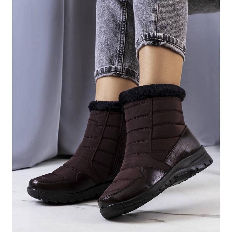 Brązowe śniegowce pikowane Beau 1