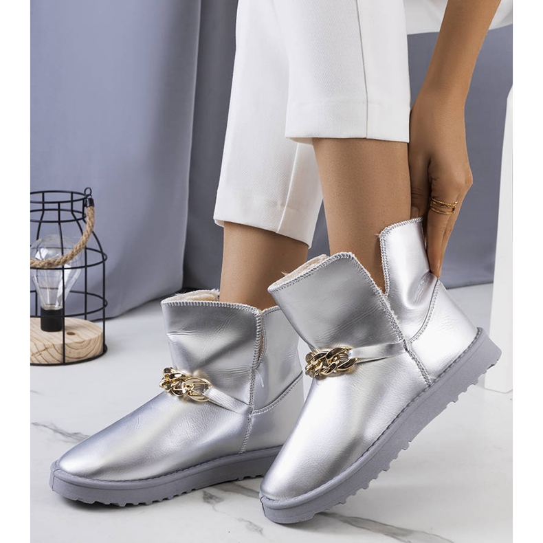 Srebrne śniegowce damskie Catola srebrny 1