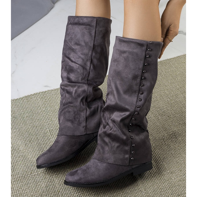 Szare kozaki na koturnie Balbin 1