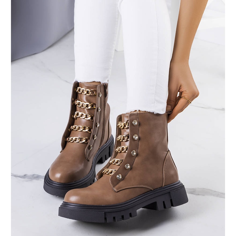 Brązowe botki ocieplane Perno 1