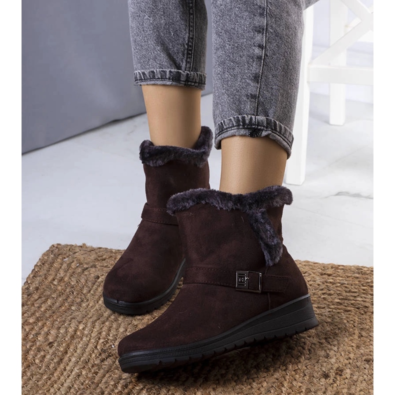 Brązowe ocieplane botki na koturnie Capo 1