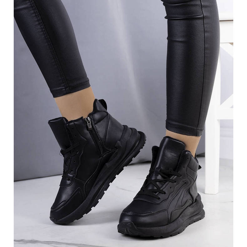 Czarne ocieplane sneakersy Tasma 1