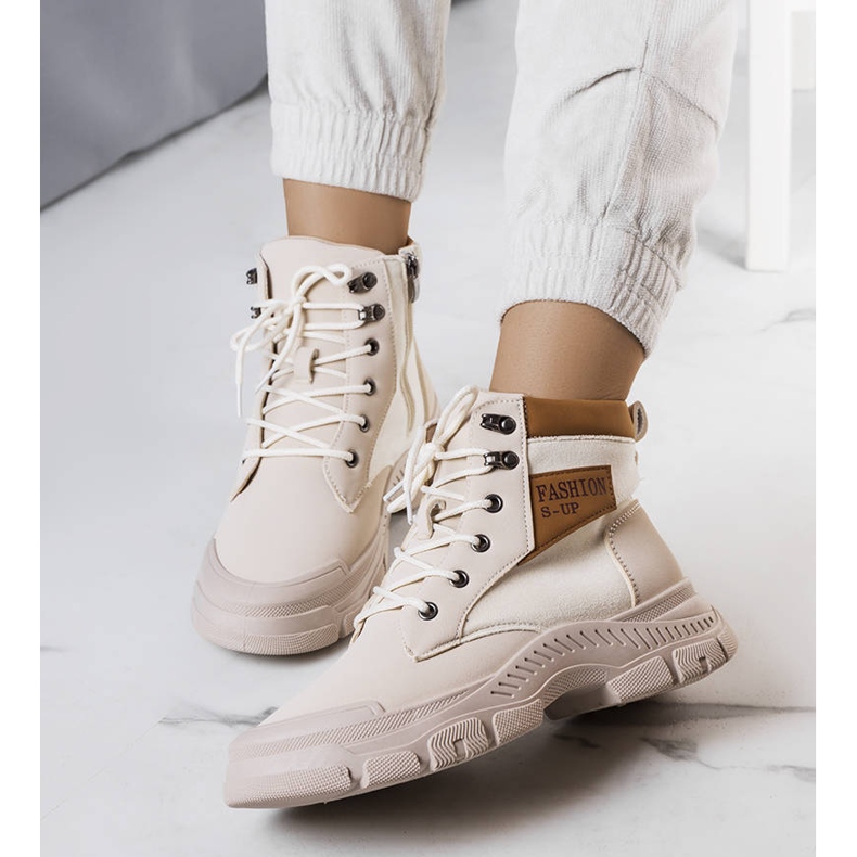 BM Beżowe ocieplane botki Fordla beżowy 1