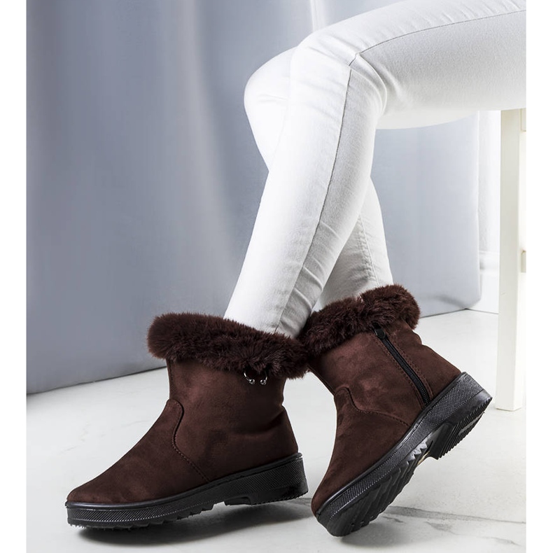 Brązowe ocieplane śniegowce z futerkiem Marvin 1