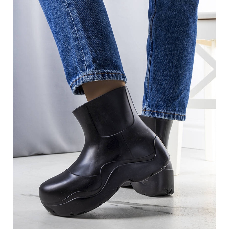 Czarne kalosze na wysokiej podeszwie Frolo 1