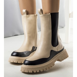 PA1 Beżowo czarne botki Valeris beżowy 1