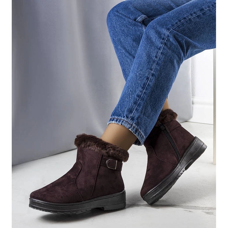 Brązowe ocieplane śniegowce z futerkiem Julius 1