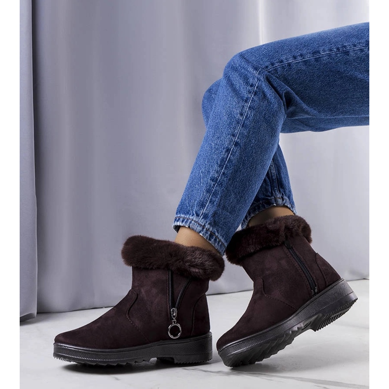 Brązowe ocieplane śniegowce z zamkiem Katalina 1