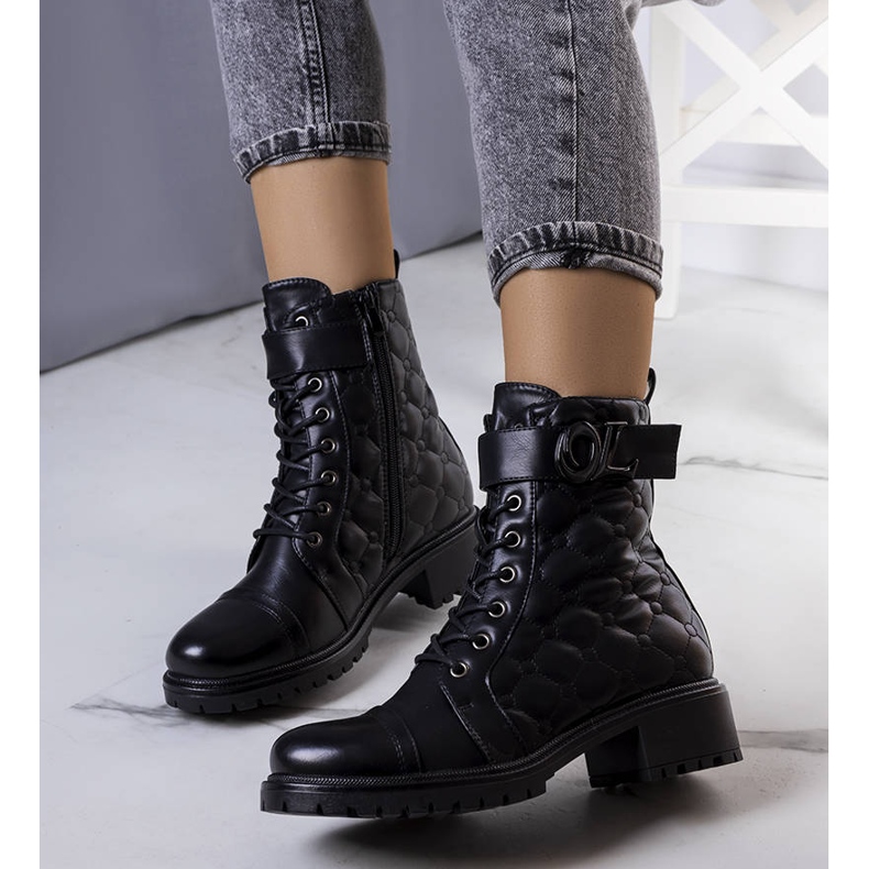 BM Czarne ocieplane botki pikowane Arseny 2