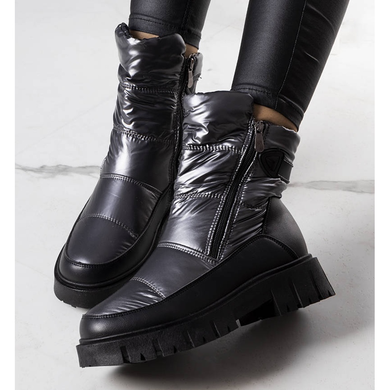 PA1 Srebrne śniegowce damskie Koltso czarne srebrny 1