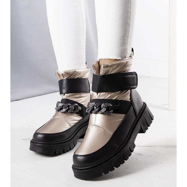 Złote śniegowce z łańcuchem Ephraim czarne 1