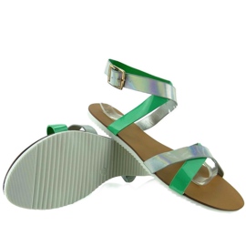 Sandałki z hologramowym paseczkiem X7961 Green zielone 2