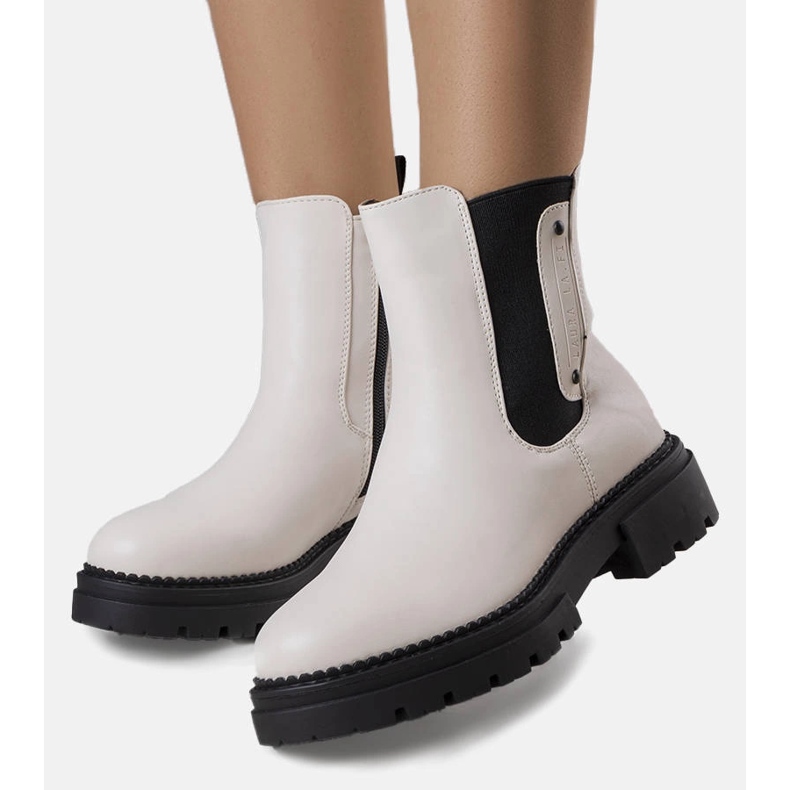 Kremowe ocieplane botki Caron beżowy 1