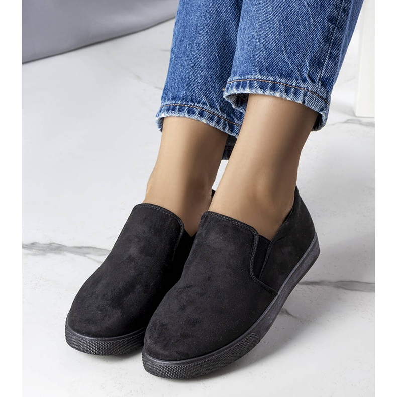 Czarne tenisówki trampki z eko-zamszu 1