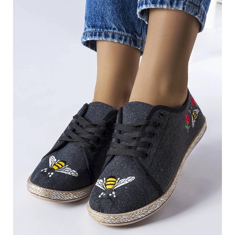 Czarne brokatowe espadryle Malia 1