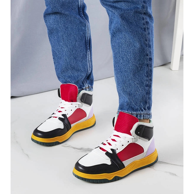 Czarno-czerwone sneakersy za kostkę Elizabeth białe 1