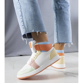 Pomarańczowe sneakersy za kostkę Kari białe 2
