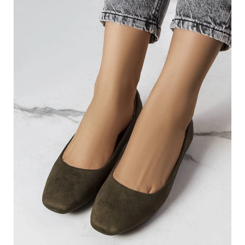 Zielone baleriny z eko-zamszu Jules 1