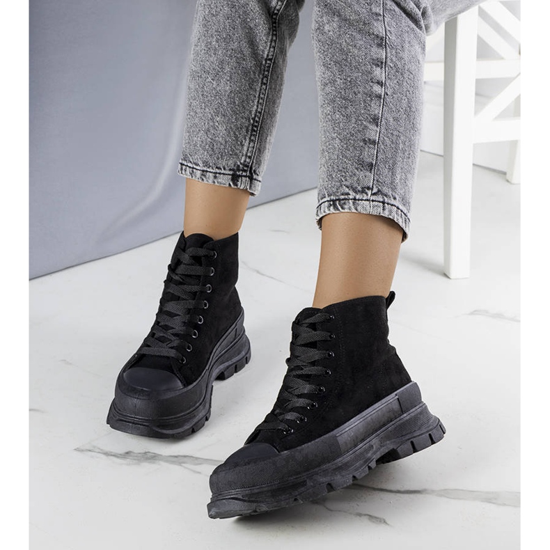 BM Czarne trampki na wysokiej platformie Gertrude 1