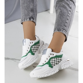 Biało-zielone sneakersy damskie Florival białe 1