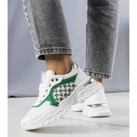 Biało-zielone sneakersy damskie Florival białe 2