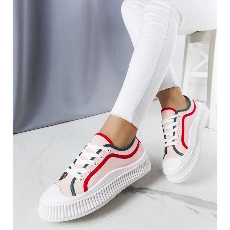 Różowe trampki na platformie Johanna czerwone 1