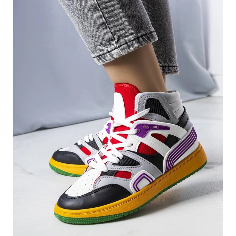 Czarne sneakersy za kostkę Marjorie białe 1