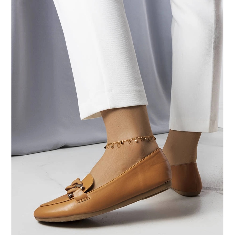 Brązowe mokasyny z łańcuchem Mamie 1