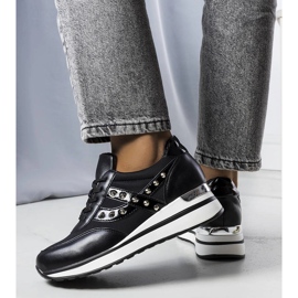 Czarne sneakersy na pogrubionej podeszwie Mely 1