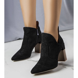 PA1 Czarne ażurowe botki na słupku Hachée 1