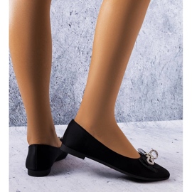 Czarne baleriny z kokardką i cyrkoniami LaGarde 1