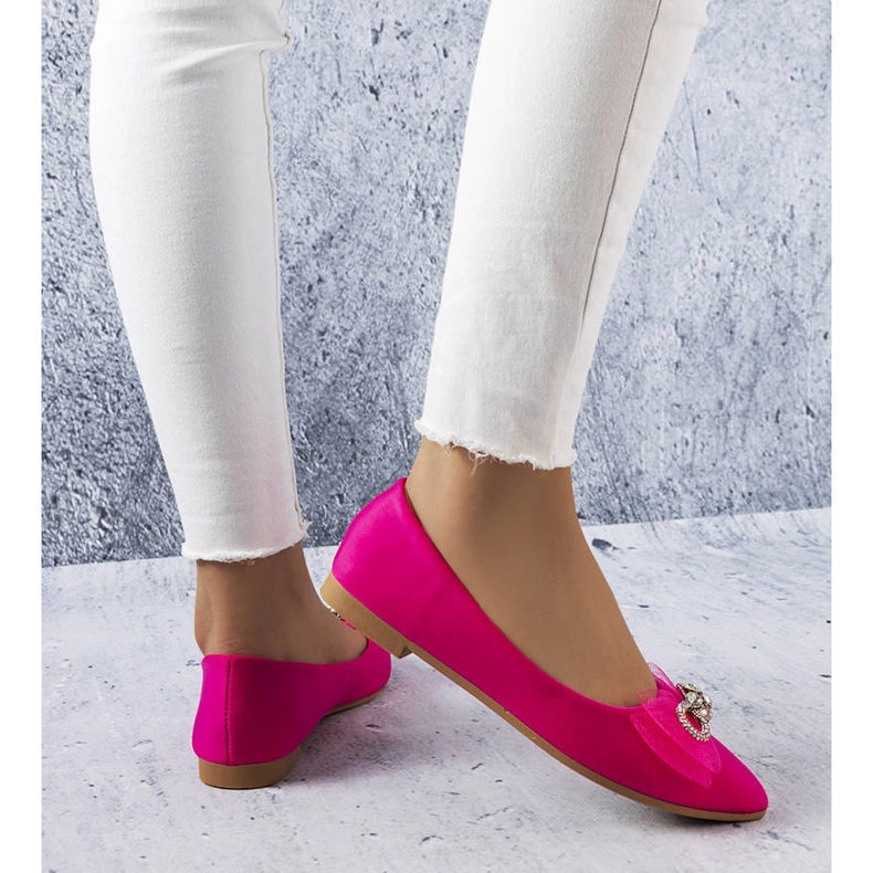 Różowe baleriny z kokardką i cyrkoniami LaGarde 1