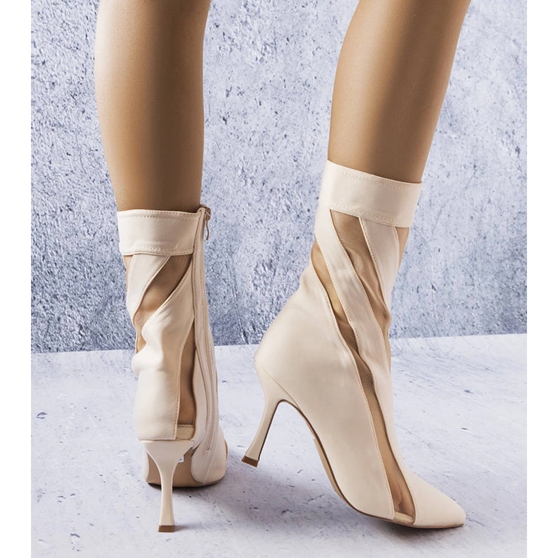 Beżowe botki z transparentnymi wstawkami Jay beżowy 1