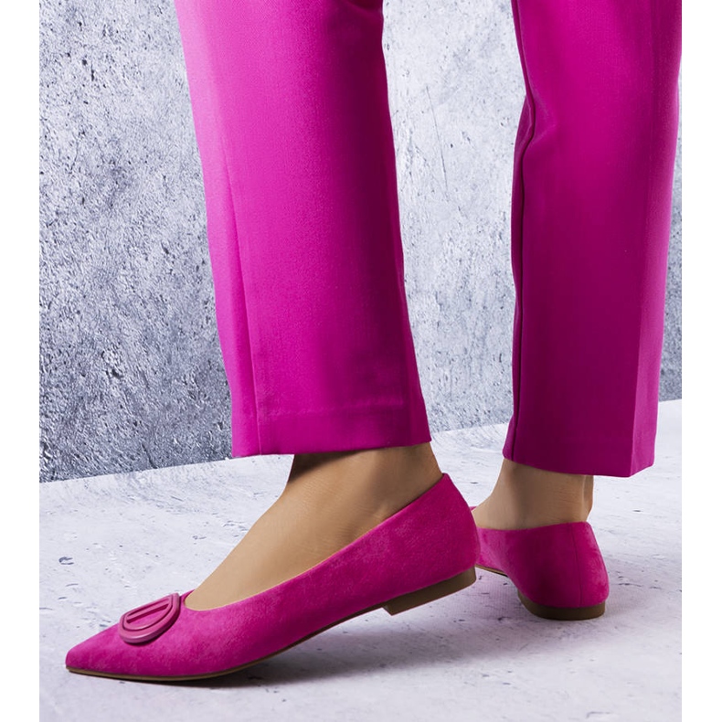 Różowe balerinki z ekozamszu Grignon 1