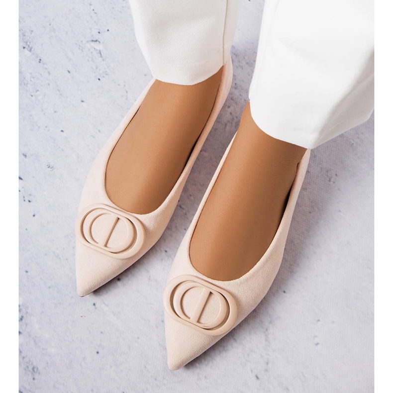 Beżowe balerinki z ekozamszu Grignon beżowy 1